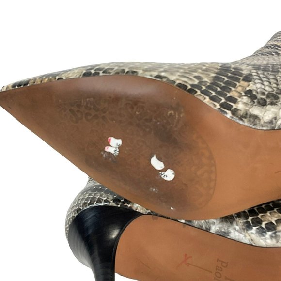 Linea Paolo Shoes Ankle Booties 7M Heels Side Zip Faux Snakeskin Stilleto - Picture 12 of 15